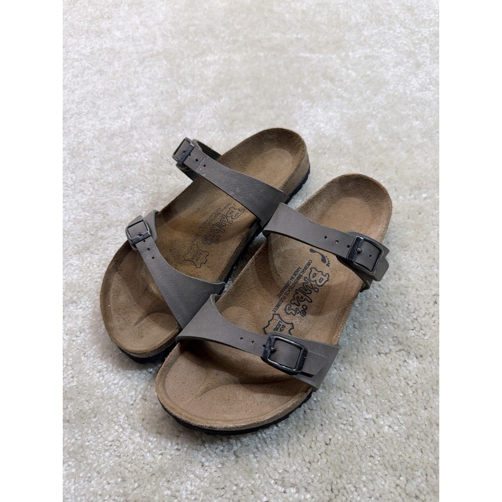 Birkenstock Madura Sandles Womens 7 245 Gray Birki's Two Strap Nubuck